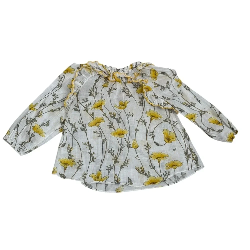 Zimmermann Jeannine Matching Skirt Set Yellow Floral Girls 6/8 Logo Print